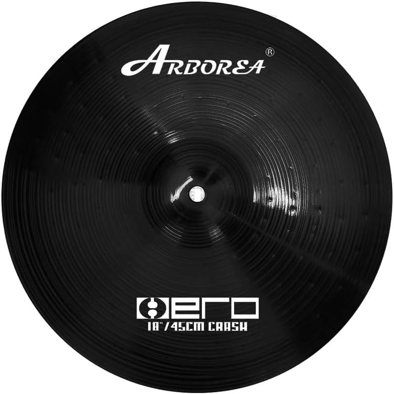Arborea طقم صنجات للدرام 7 قطع سلسلة هيرو السوداء تشمل 14" هاي هات 16" كراش 20" رايد بالإضافة إلى 10" سبلش 16" أوزون ستاكر 18" صنج صيني حقيبة صنج مجانية - Image 5
